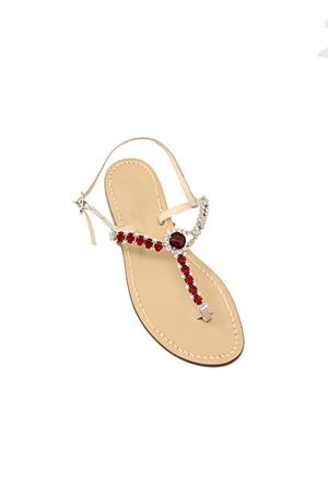 Jewel Capri sandals Da Costanzo | BOTTONEGIOIELLOROSSOARGENTO
